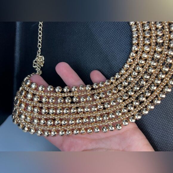 Zara Bold Multilayered Gold Chocker Necklace - Picture 7 of 14